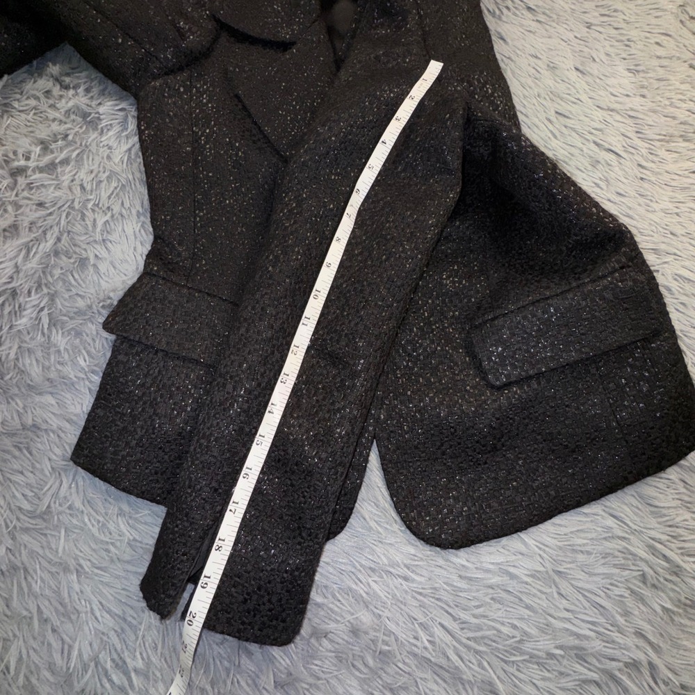 Lafayette 148 Blazer Women's 10 Black Sparkle Tweed Blazer‎ Shawl Collar Event - Picture 8 of 13